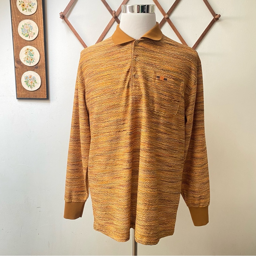 Vintage Textured Woven 90s Polo Sweater